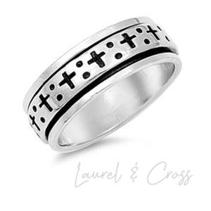 Boy’s .925 Sterling Silver Multiple Cross Spinner Ring