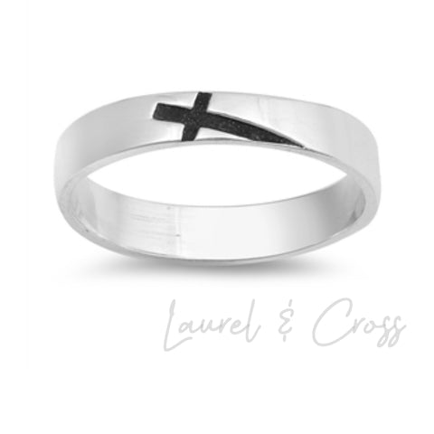 Boy’s .925 Sterling Silver Stamped Cross Ring