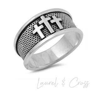 Boy’s .925 Sterling Silver Three Crosses Ring