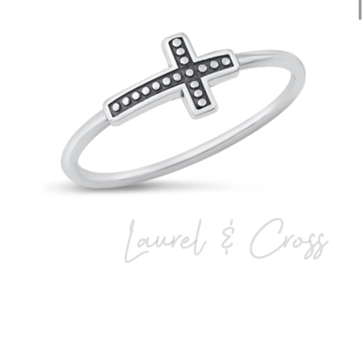 Girl’s .925 Sterling Silver Beaded Cross Ring