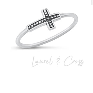 Girl’s .925 Sterling Silver Beaded Cross Ring