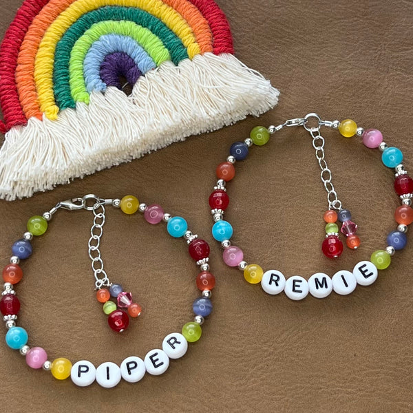 Personalized Children's Bracelet Colorful Rainbow Remie and Piper