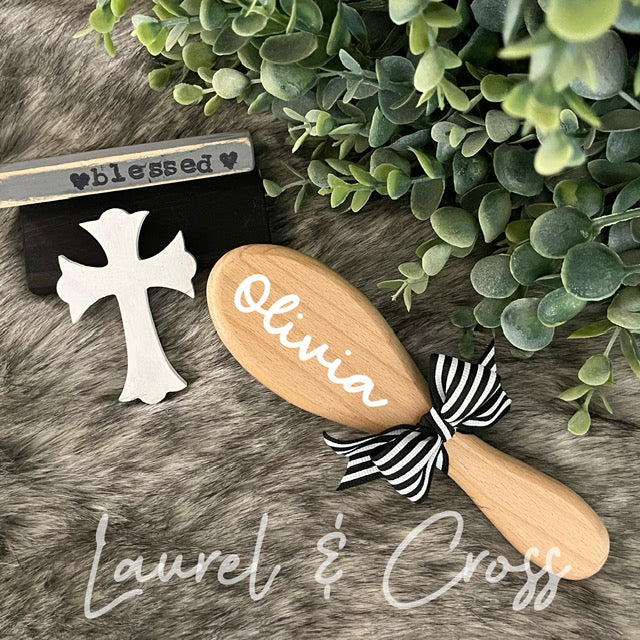 Girl's Personalized Wooden Baby Brush