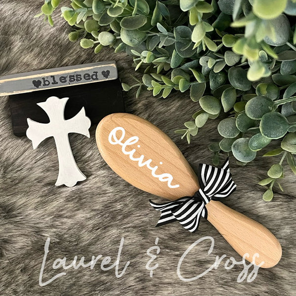 Girl's Personalized Wooden Baby Brush