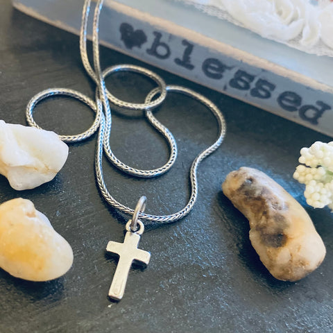 Boys Sterling Silver Minimalist Solid Cross Necklace - Boys First Communion Gift - Boys Baptism Gift