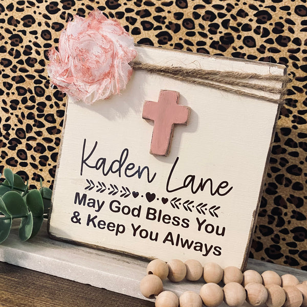 Personalized First Communion Wooden Keepsake Blessing Block 