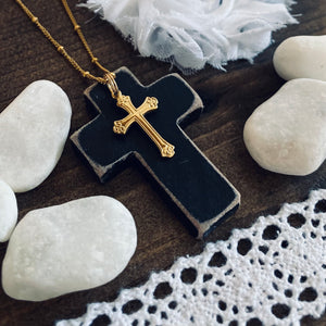 14K Gold-Filled Ornate Cross Pendant Necklace